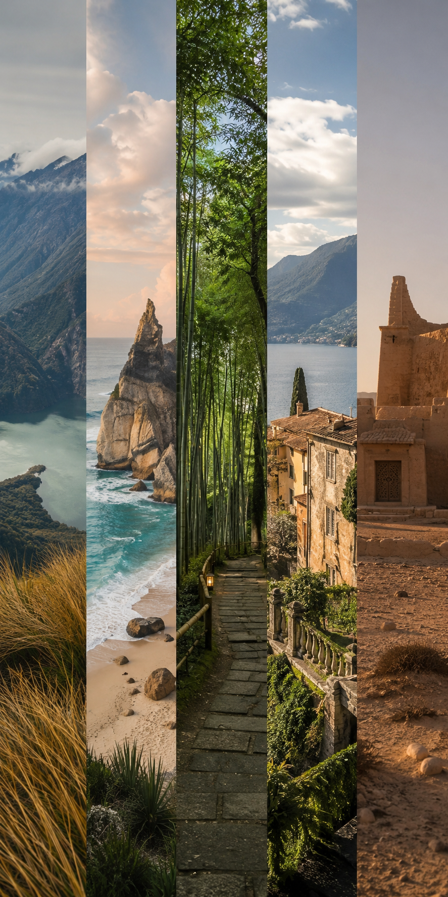 Destinos KOSWEN — collage editorial de paisajes